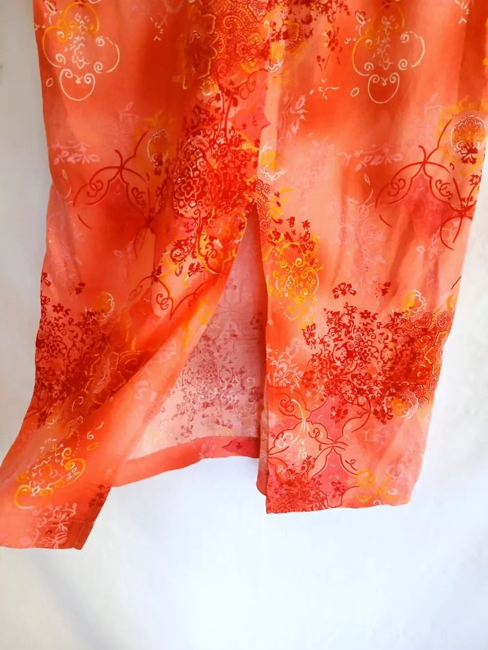 Vintage Lee City Elements Coral Floral Midi Skirt M Boho Cottagecore USA Made